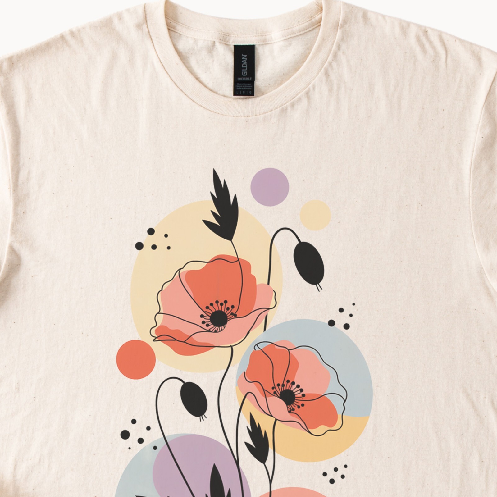 Abstract Poppy Tee Modern Floral Shirt Artsy Flower Top