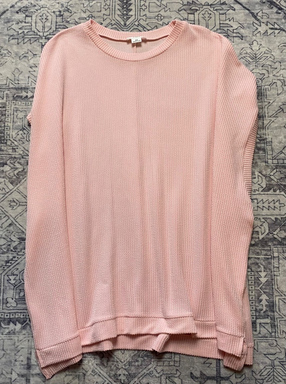 Pink Textured Chic Soul Womens Plus Size 2X Top Lightweight Textured Relaxed Fit