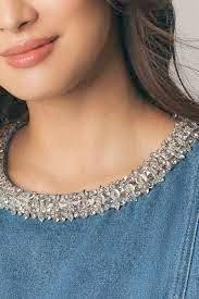 NEW Mare Mare Anthropologie Size XS 0 2 Denim Jeweled Sleeveless Top MSRP $148