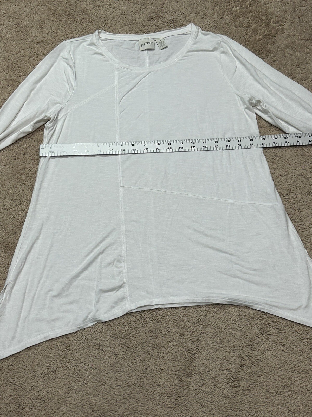 Zenergy By Chico’s Womens Shirt Size 1 White Classic Casual Comfort Long Sleeve