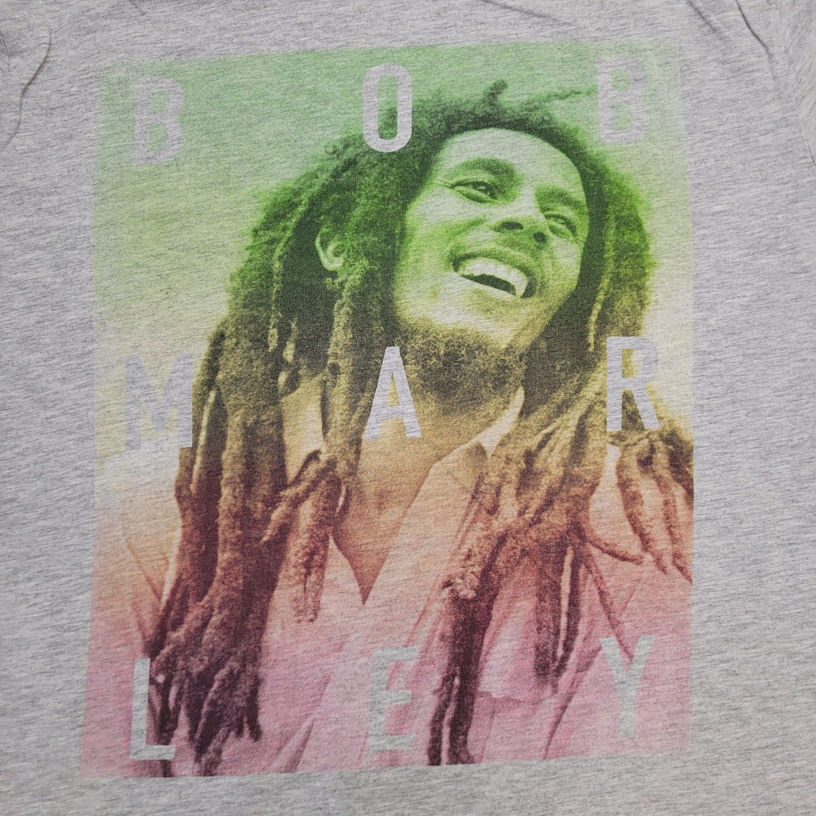 Bob-Marley Reggae T-Shirt Womens Large 22×25 Gray