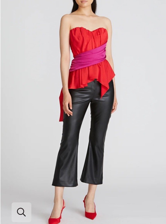 NWT Amur Matilda Red Purple Peplum Strapless Bustier Blouse Top Women Size 6 ￼