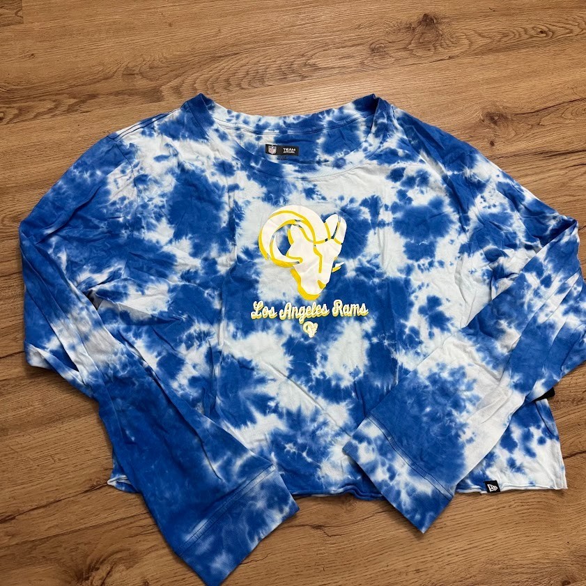 NWT New Era Women’s Los Angeles Rams Tie Dye Blue Long Sleeve Crop T-Shirt 2xl