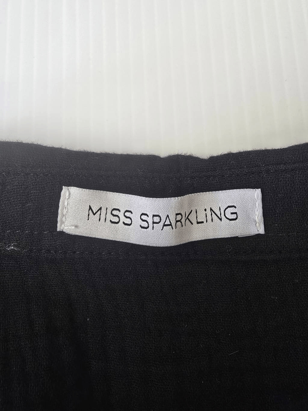 Miss Sparkling Top Sz S Black with Crochet Sleeves
