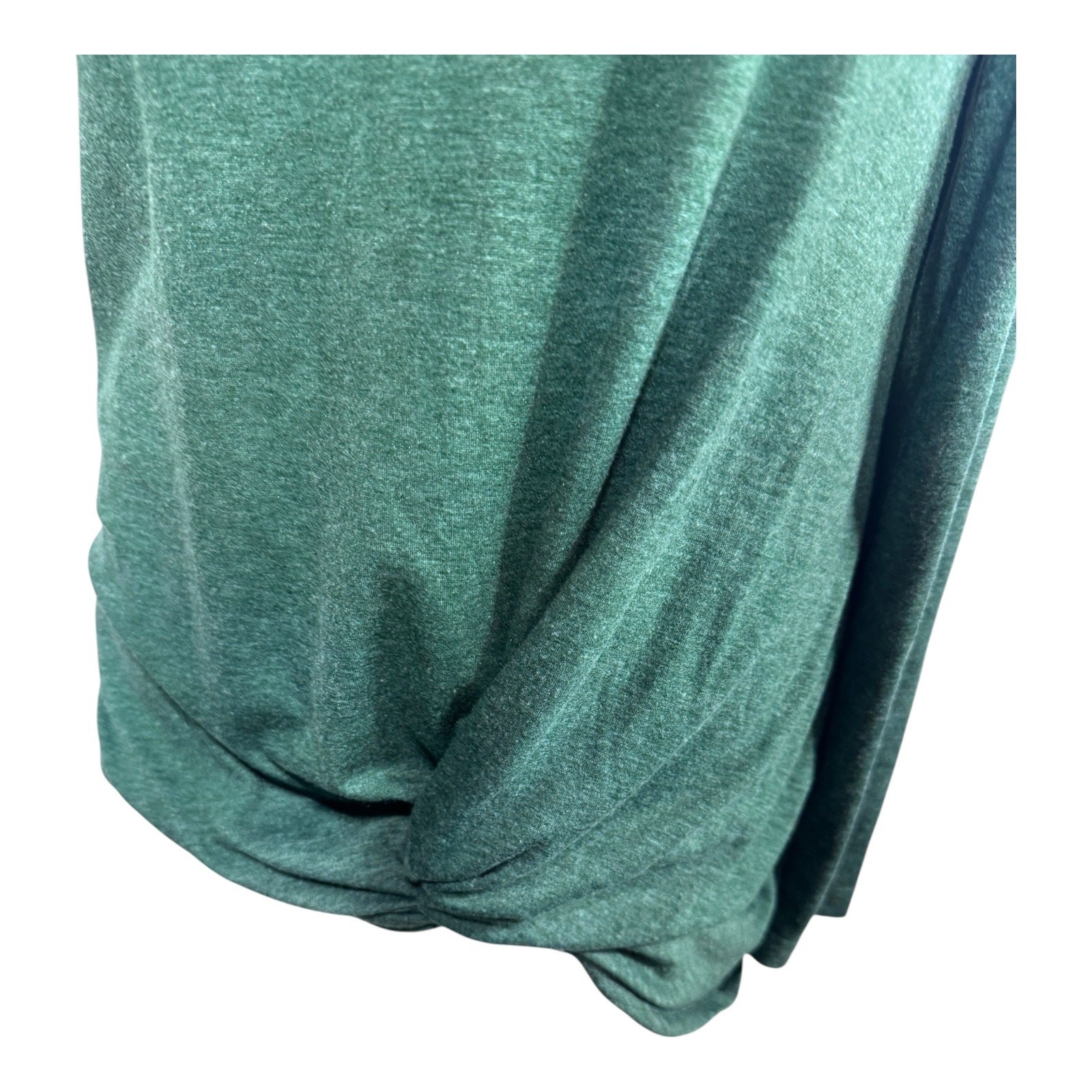 Temofon Cold Shoulder Long Sleeve Twist Hem Top Green Casual Women’s Small