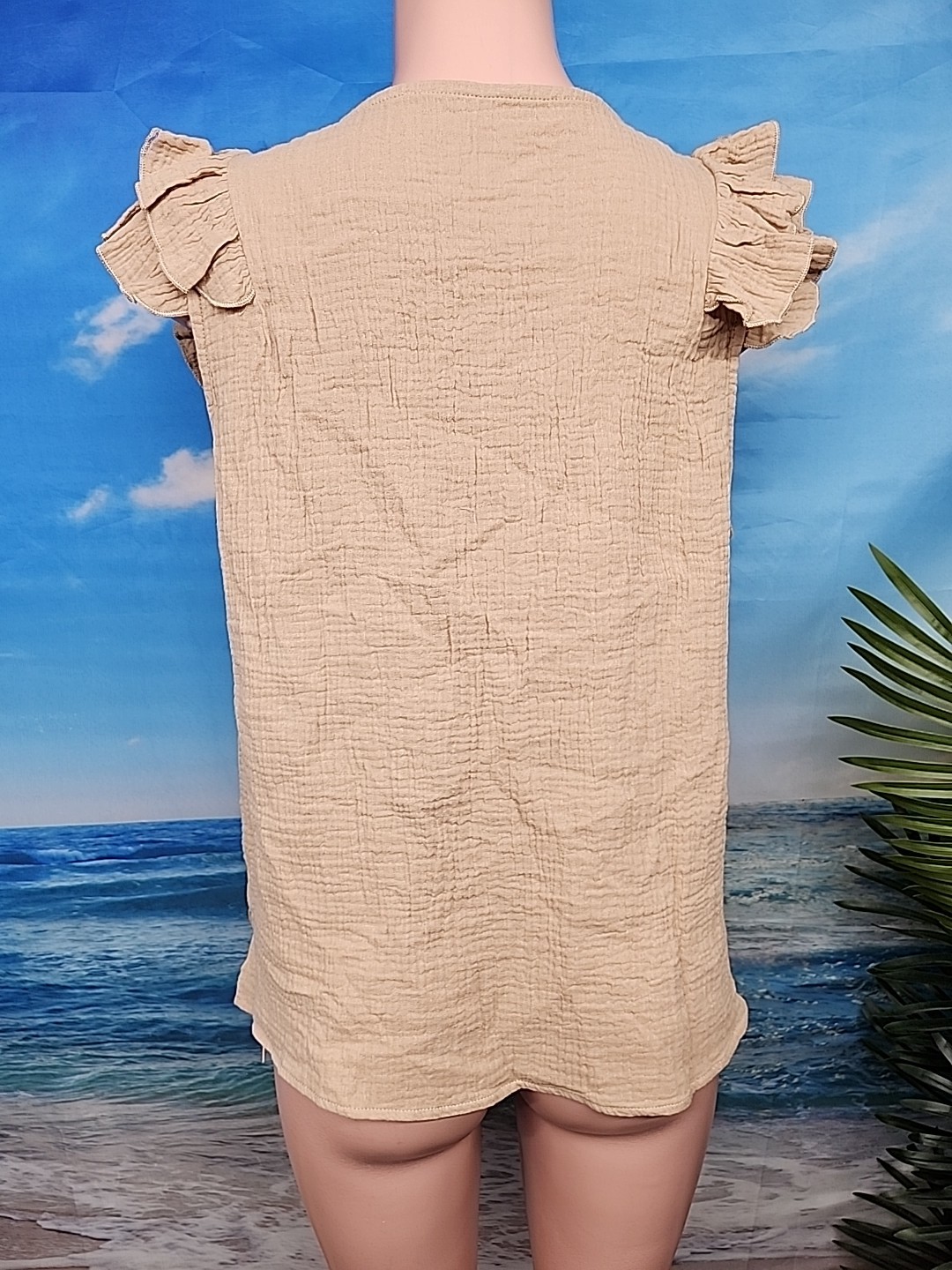 NWT CUPSHE Women’s Blouse Top Caramel Color Ruffle Color Size extra large