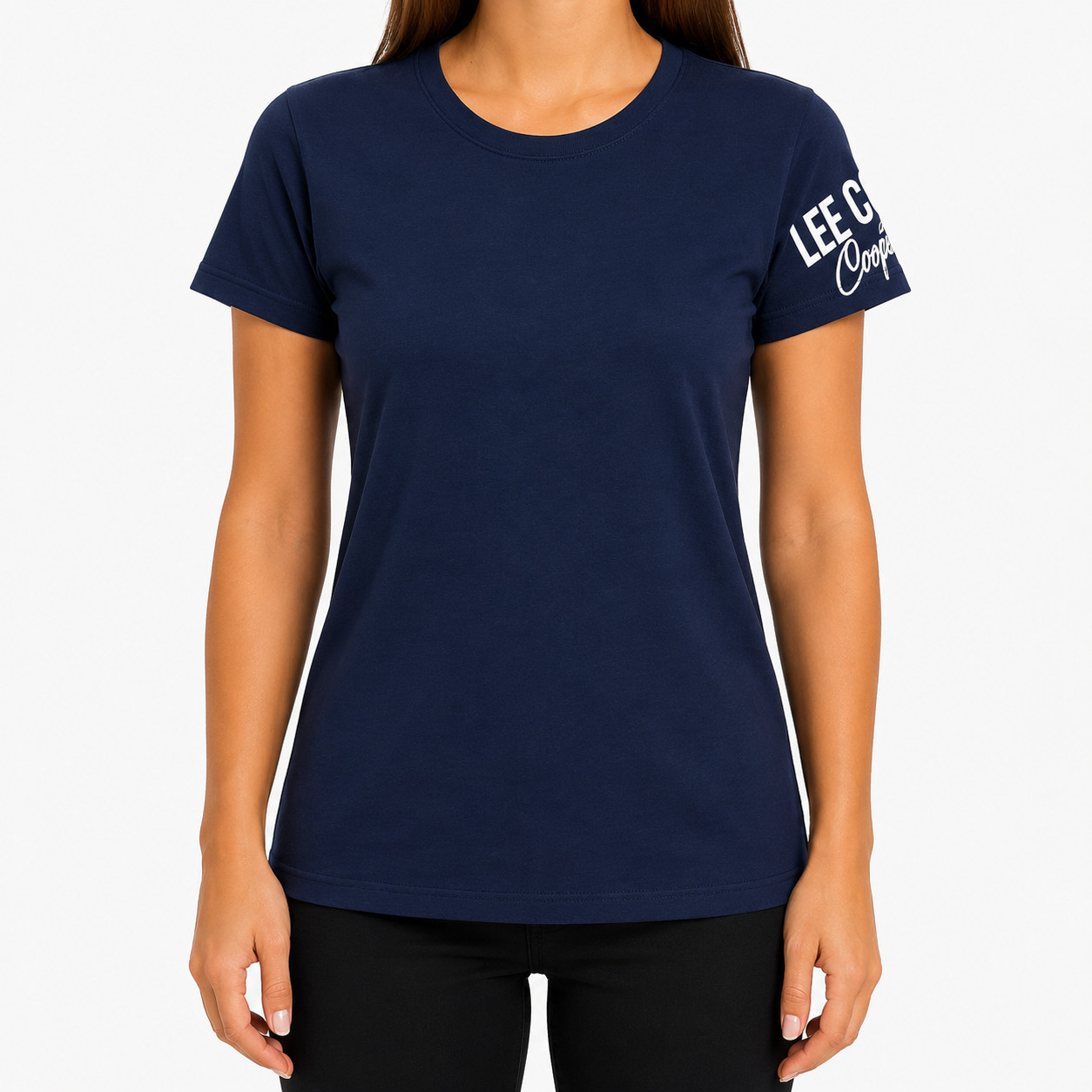Lee Cooper T-Shirt Womens M Blue Navy Logo Print Short Sleeve Shirt Casual