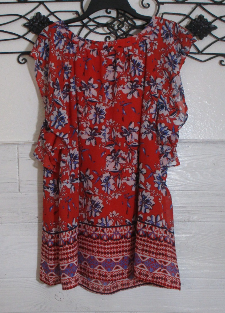 ALYX Women’s Top Size 1X Short Sleeve Multicolor Floral Round Neck