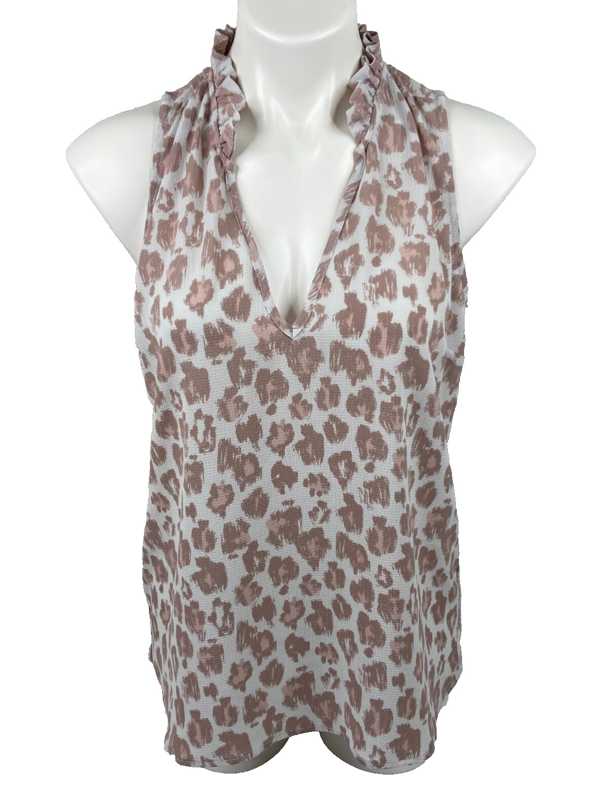 Mud Pie Women Medium Leopard Print Blouse Sleeveless Lightweight Casual