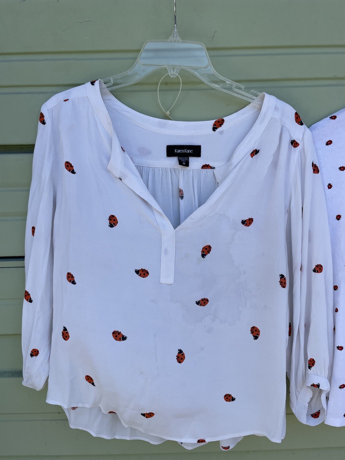2 Tops 1 Karen Kane / 1 Mango Ladybug Print Sleeve Top Blouse size M *READ NOTE*