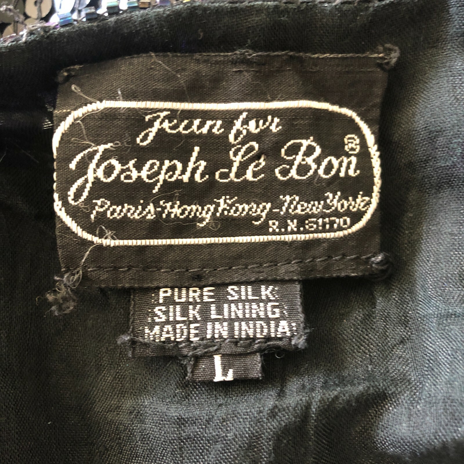 Vtg 80s Jean for Joseph Le Bon Silk Sequined Top Womens Large Beaded Retro Glam