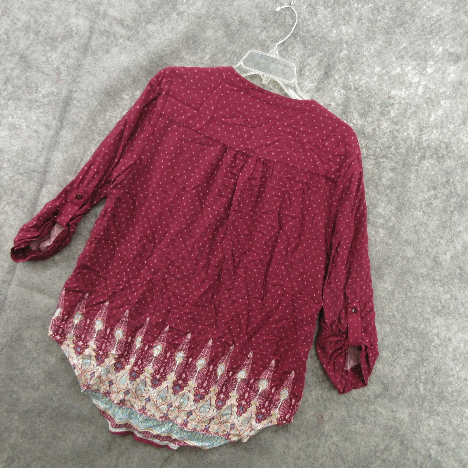 Pink Republic Womens Blouse XL Pullover V Neck Roll Tab Sleeve Tunic
