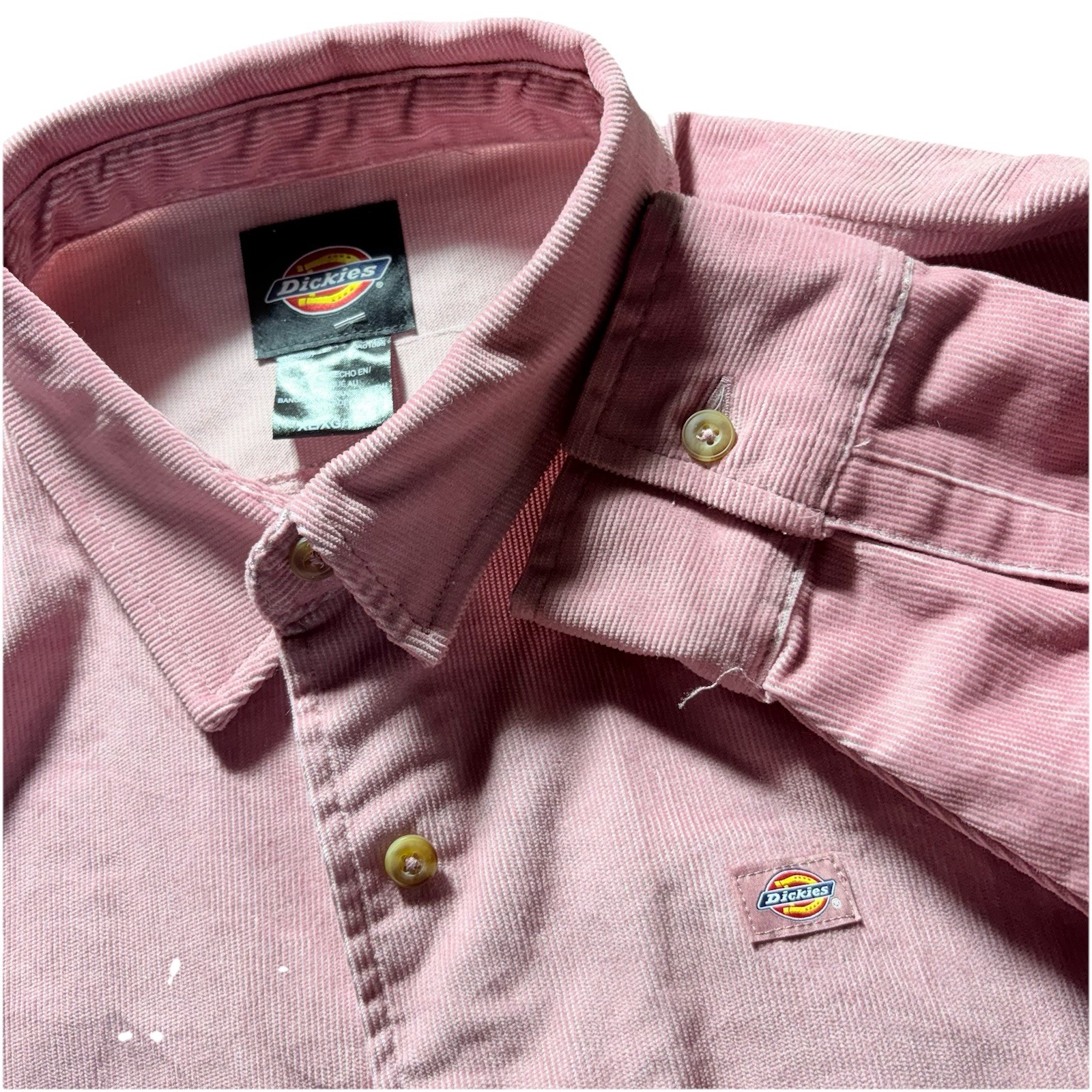 NWT XL Women Relaxed Dickies Pink Corduroy Button Shirt Top Shacket Chore Coat