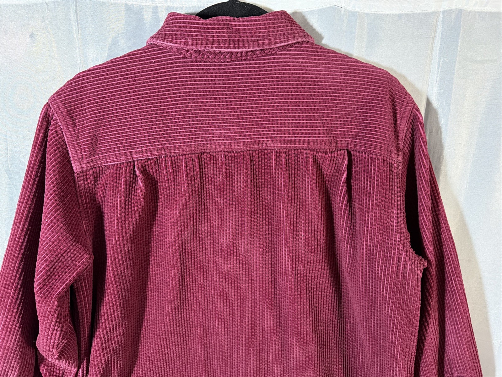LL BEAN Flannel-Lined Burgundy Corduroy Chore Shirt Jacket PETITE MEDIUM 279408