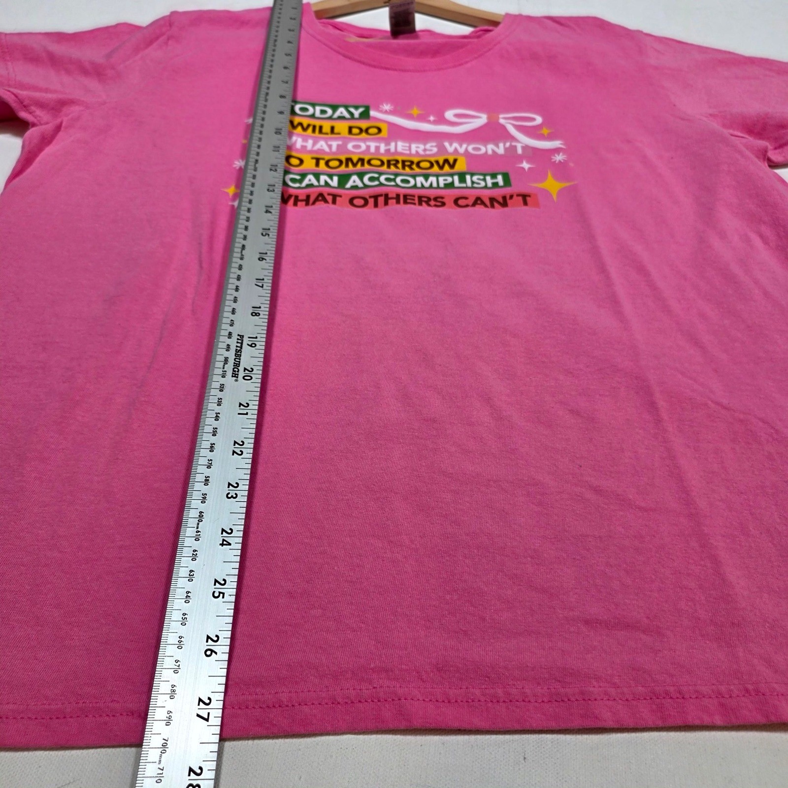 Gildan Graphic Tee Womens 2XL Pink Motivational Quote Bow Inspirational Shirt