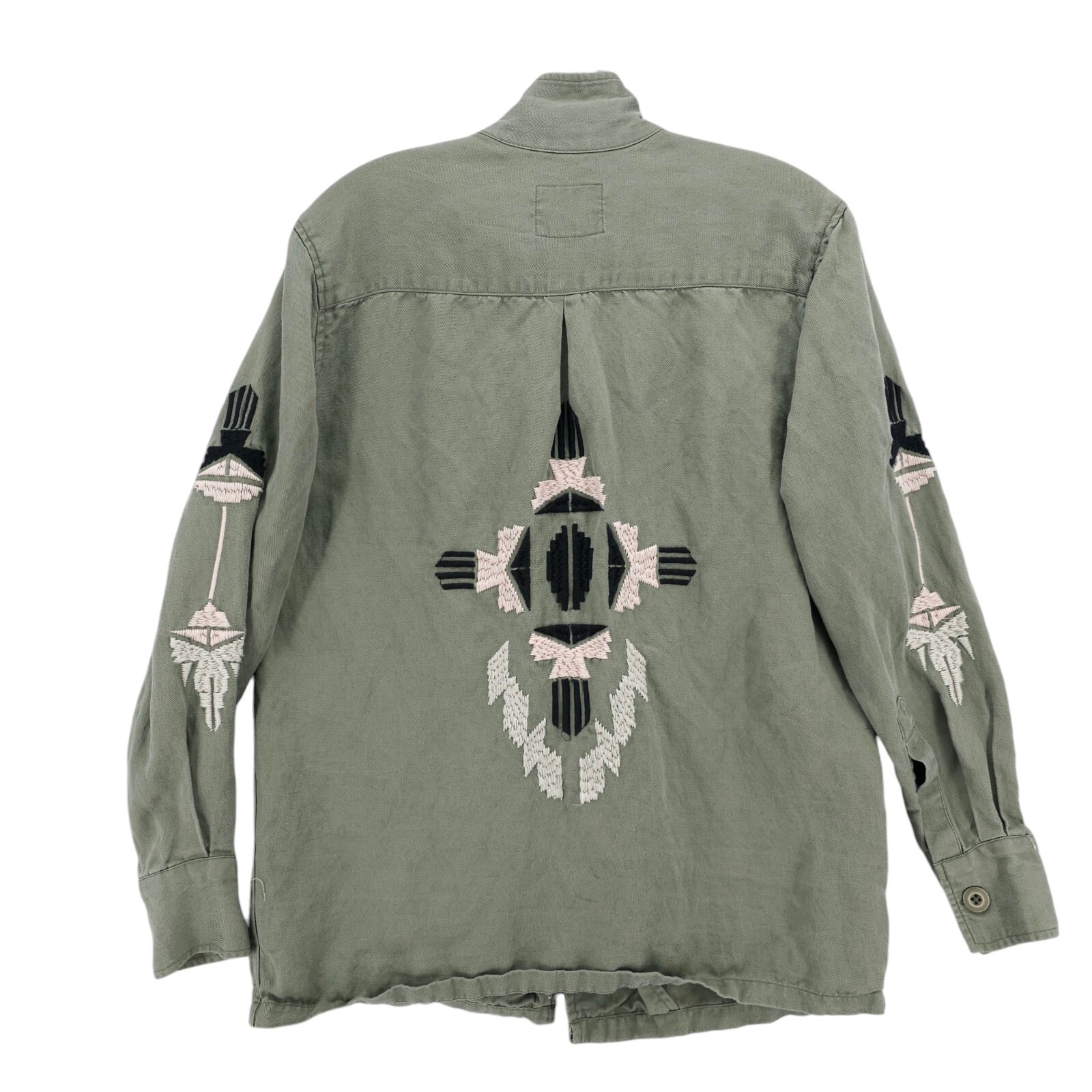RAILS Elliot Sage Green Embroidered Button Front Shirt Jacket Shacket SMALL