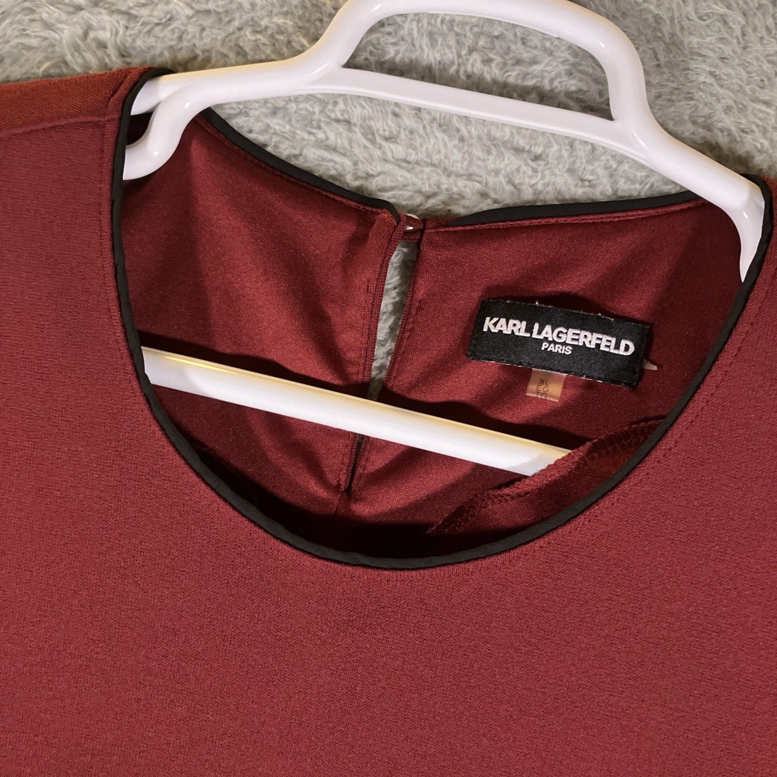 Karl Lagerfeld Burgundy Blouse Womens XL Designer Chic Quiet Luxury Old Money