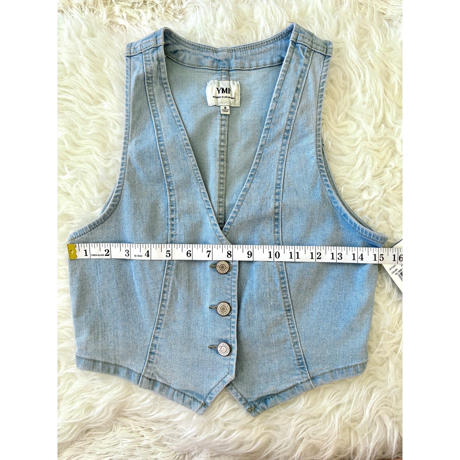 YMI Jeanswear Denim Cropped Vest, New with Tags, size S