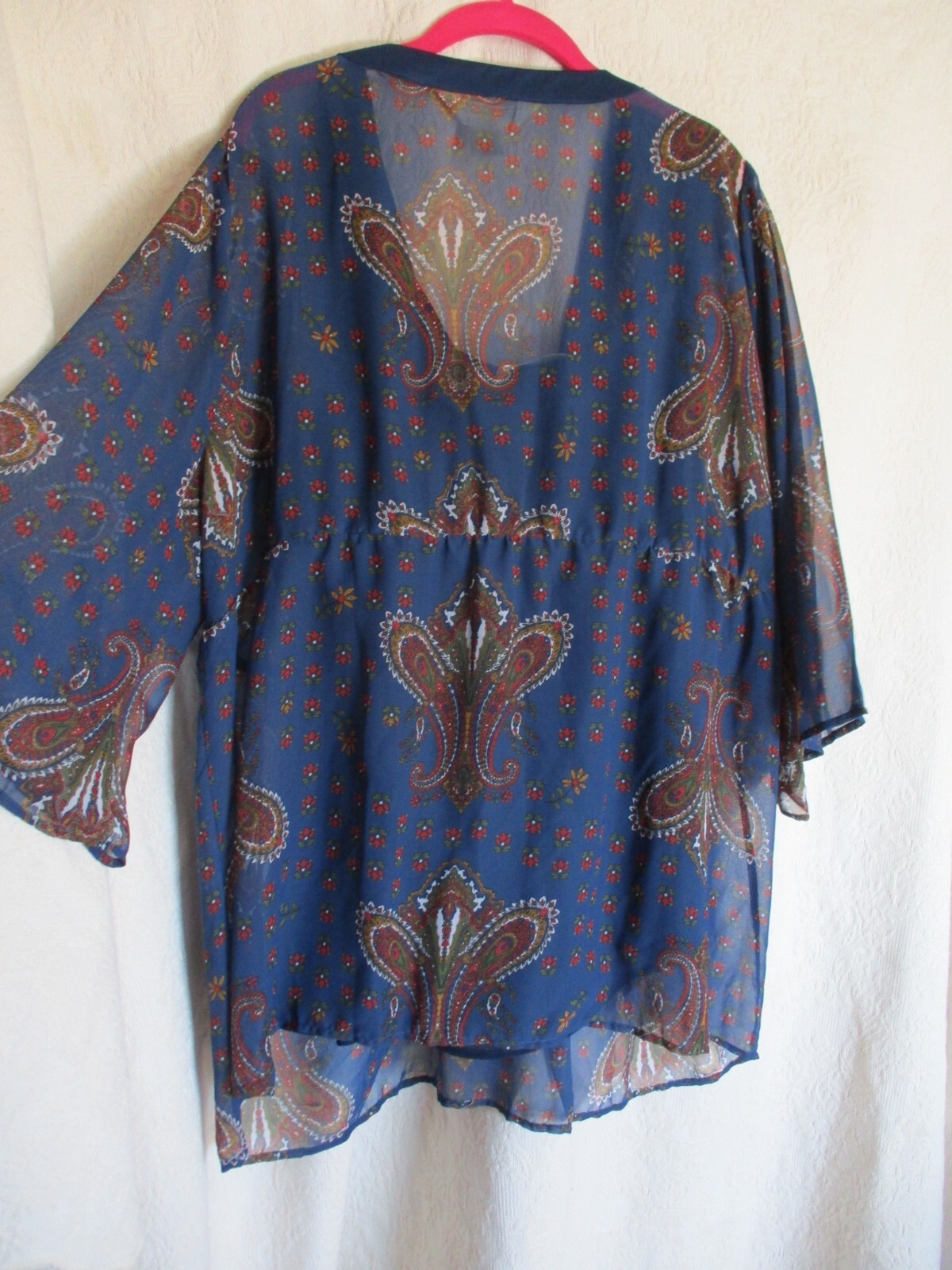 New York City Design Co Plus 1X PAISLEY 2pc set top & cami sheer boho navy