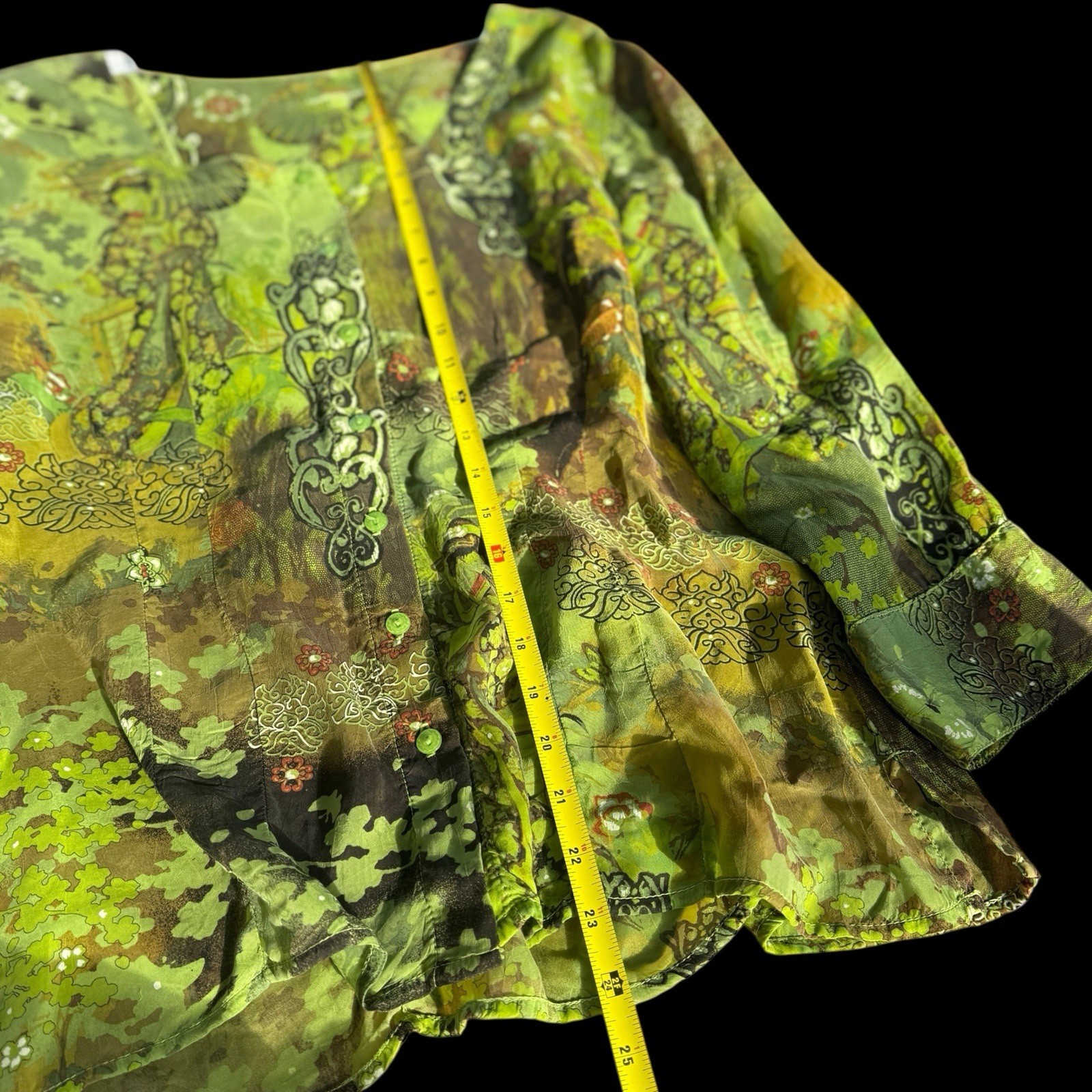 Tianello By Steve Barraza JAPANESE GEISHA BLOUSE TOP Flowy Boho Art Wear S