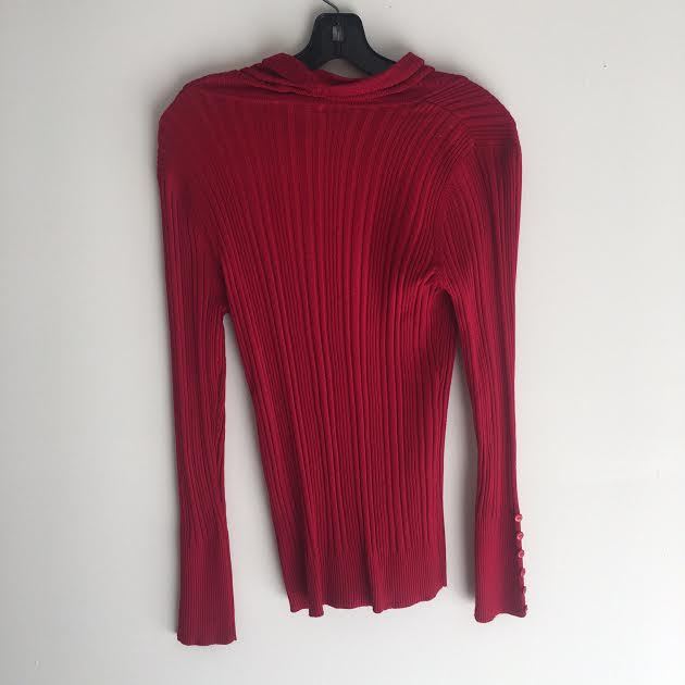 Isela Woman Womens Long Sleeves Knit Blouse Cowl Neck Top Red Size Small