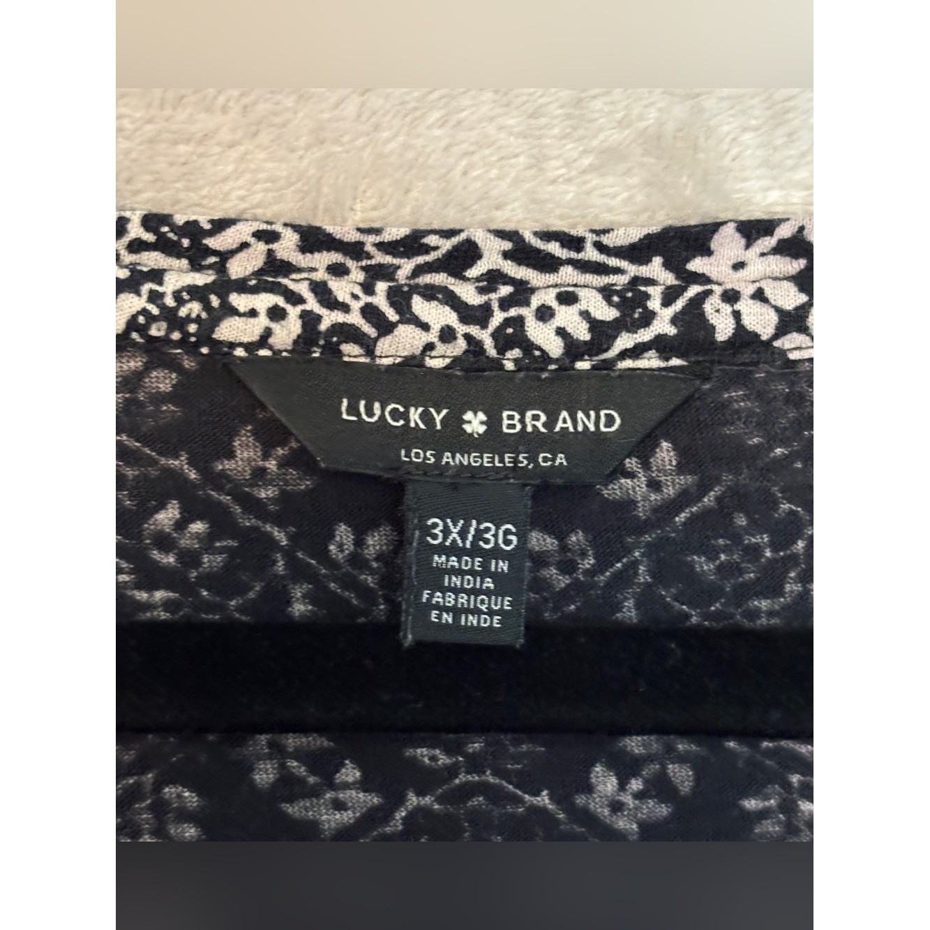 Lucky Brand Black and White Paisley-Print Tunic ~ Sz 3X