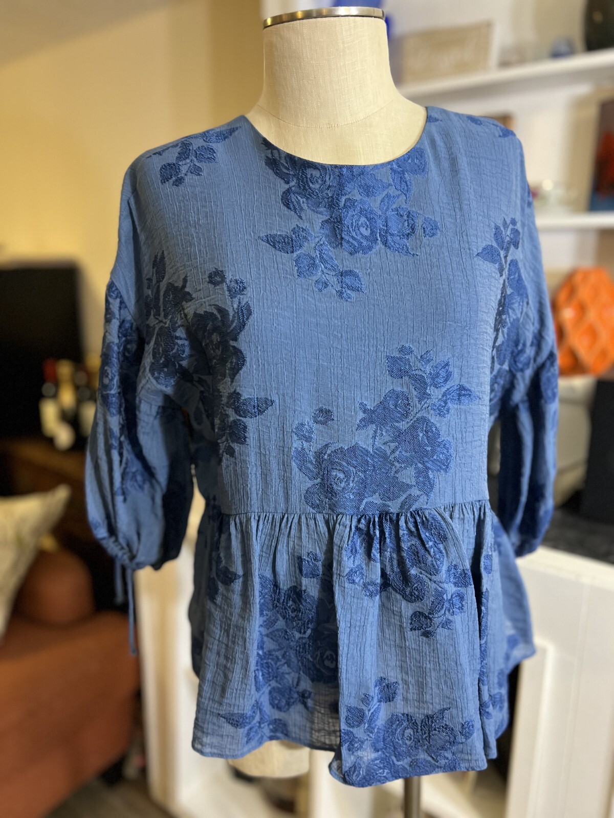 Ladies Ted Baker Top Size 3 (US 6/8) Blue – Criss Cross Back – STUNNING – EUC