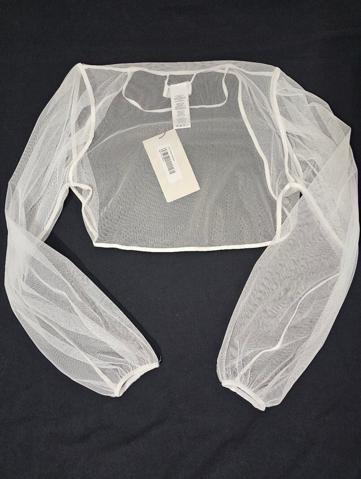 NWT Marcella Calliope White Mesh Sheer Bolero Shrug Top Sz S Minimalist Ballet