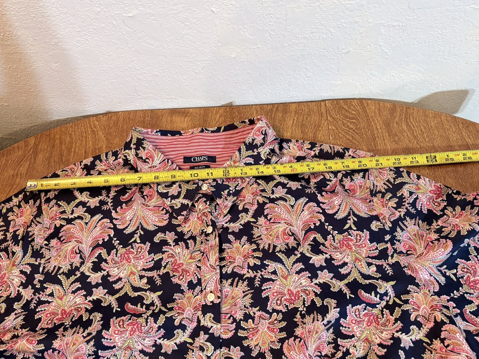 CHAPS No Iron Pink Black Floral Button Shirt Womens 3X Long Sleeve Flip Cuff