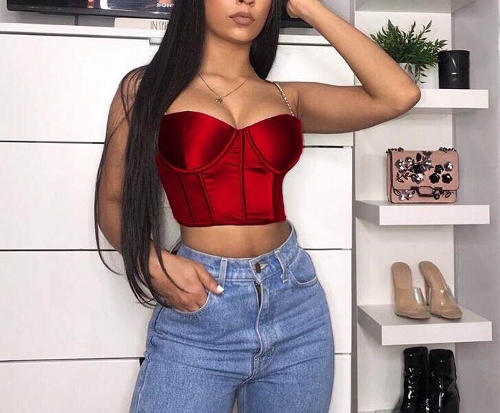 Women Sexy Adjustable Metal String Sleeveless Stretchy Cami TankTop With Bra Pad
