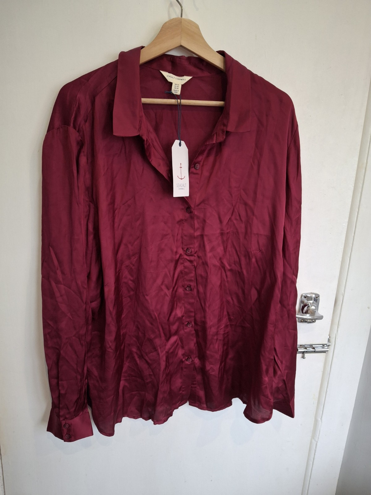 Burgundy red dark pink Papaver Shirt size 24 Seasalt Cornwall BNWT