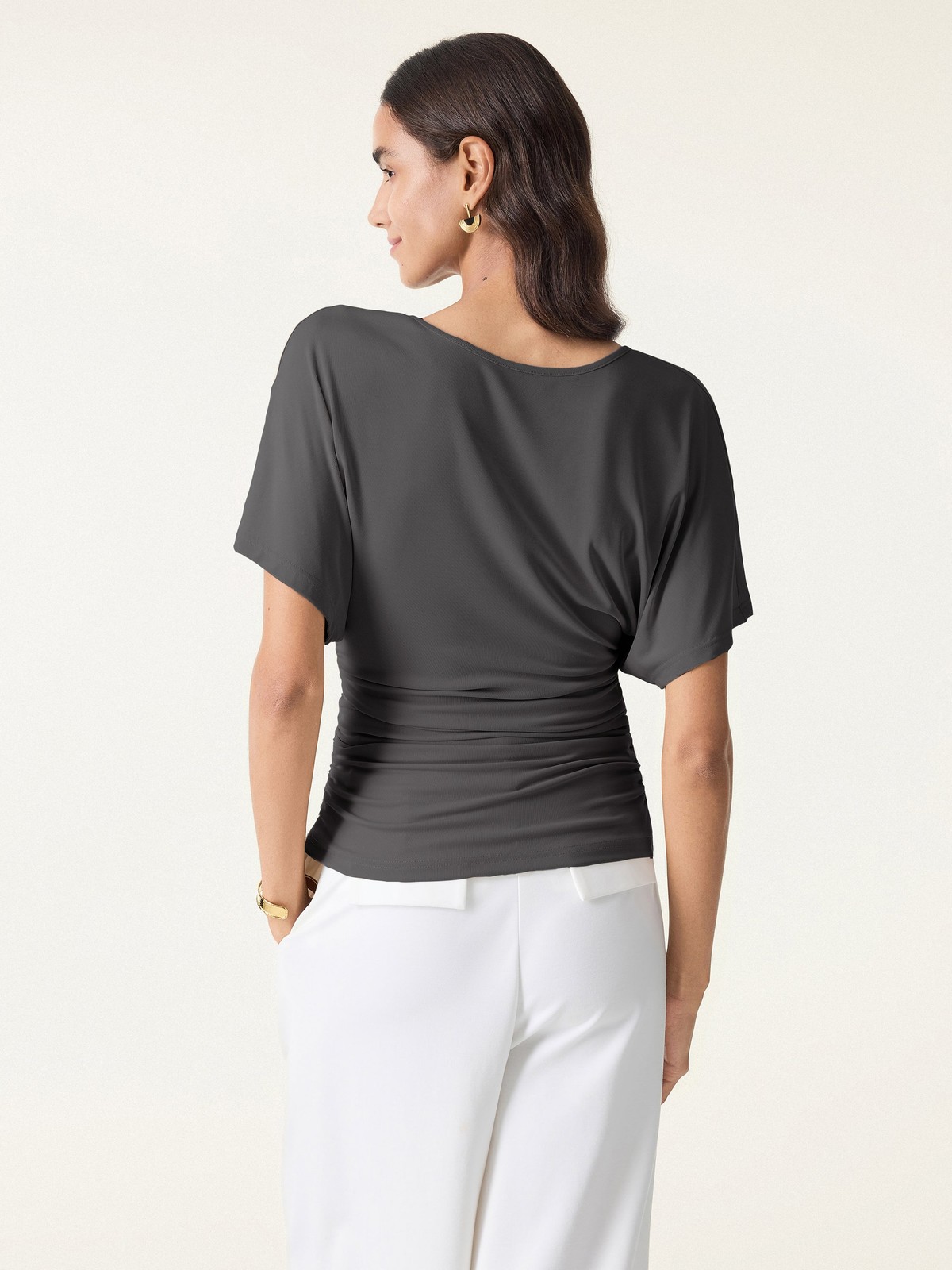 BEST SELLER! Oglmove Women’s Batwing Sleeve Ruched Boatneck Top FREESHIPPING