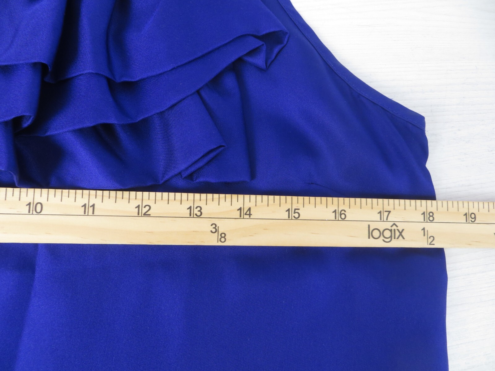 ELENA SOLANO Women’s Lightweight Silk Halter Top Ruffle Cornflower Blue Size S