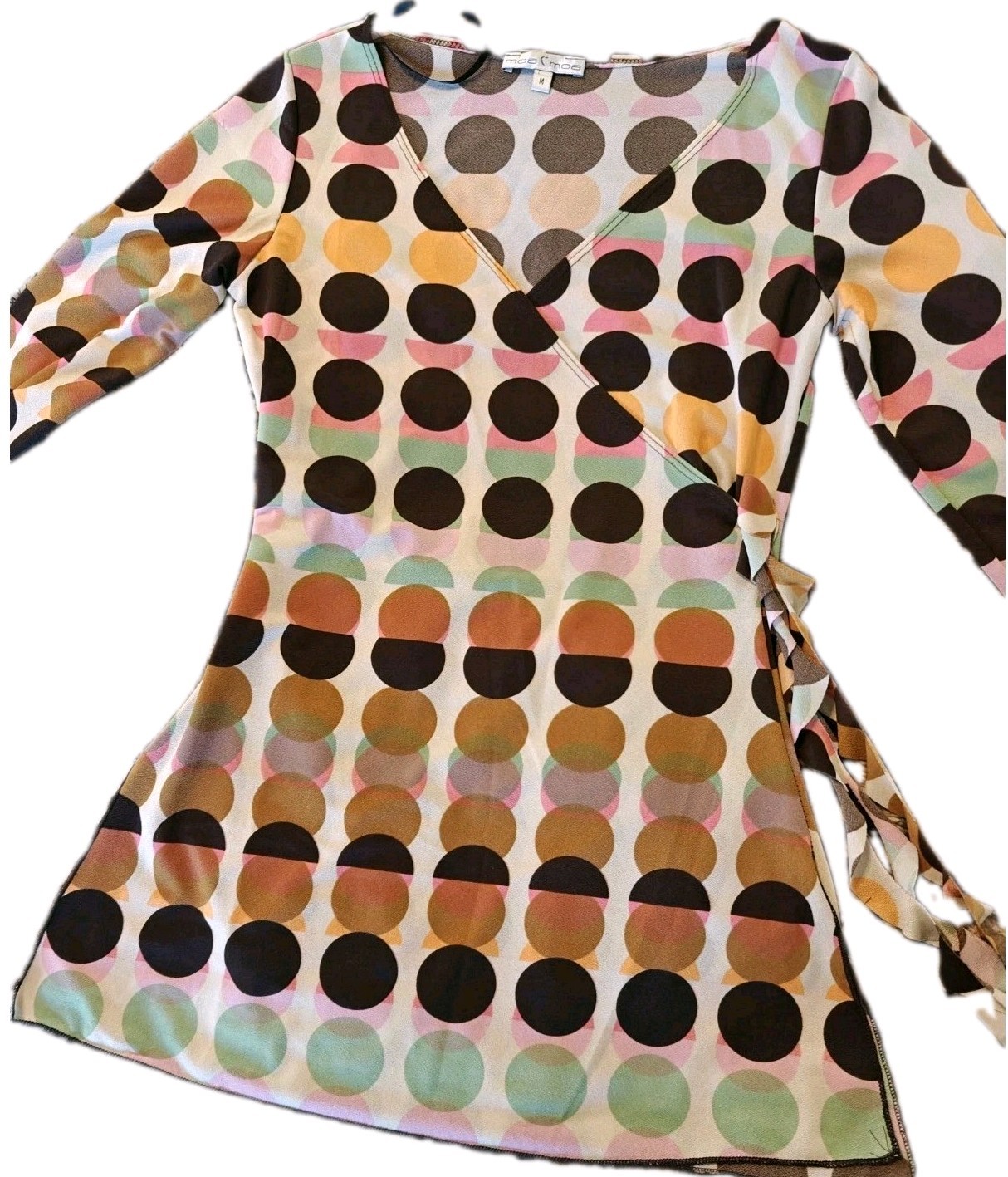 Vtg Y2K 00s Moa Moa Polka Dot Wrap Top McBling Preppy Indie Fairy Girly Medium