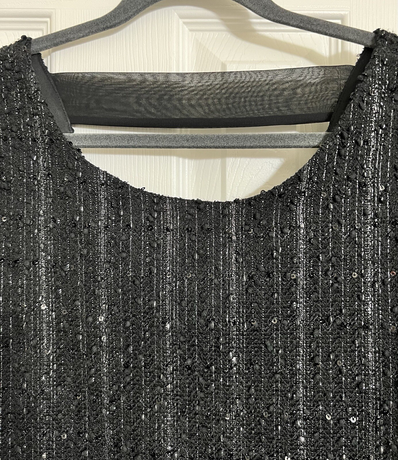 JENNIFER LOPEZ BLACK SILVER BAR BACK WOMENS SIZE XXL LINED TOP SEQUINS NEW TAGS