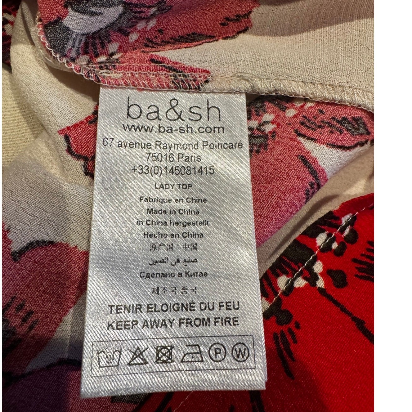 ba&sh Red Floral “Lady Top” Blouse Size XS (US 2)