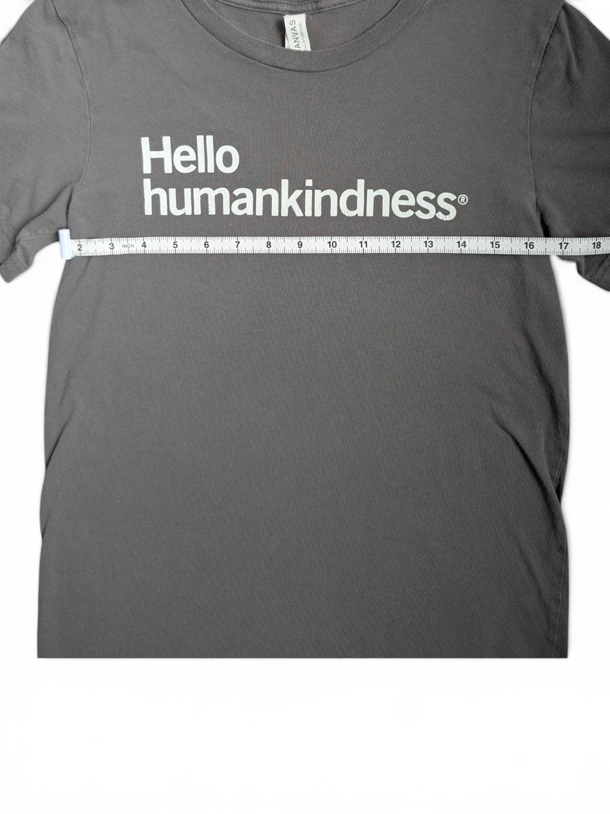 Bella + Canvas Womens Gray Cotton Jersey Hello humankindness Graphic Tee S