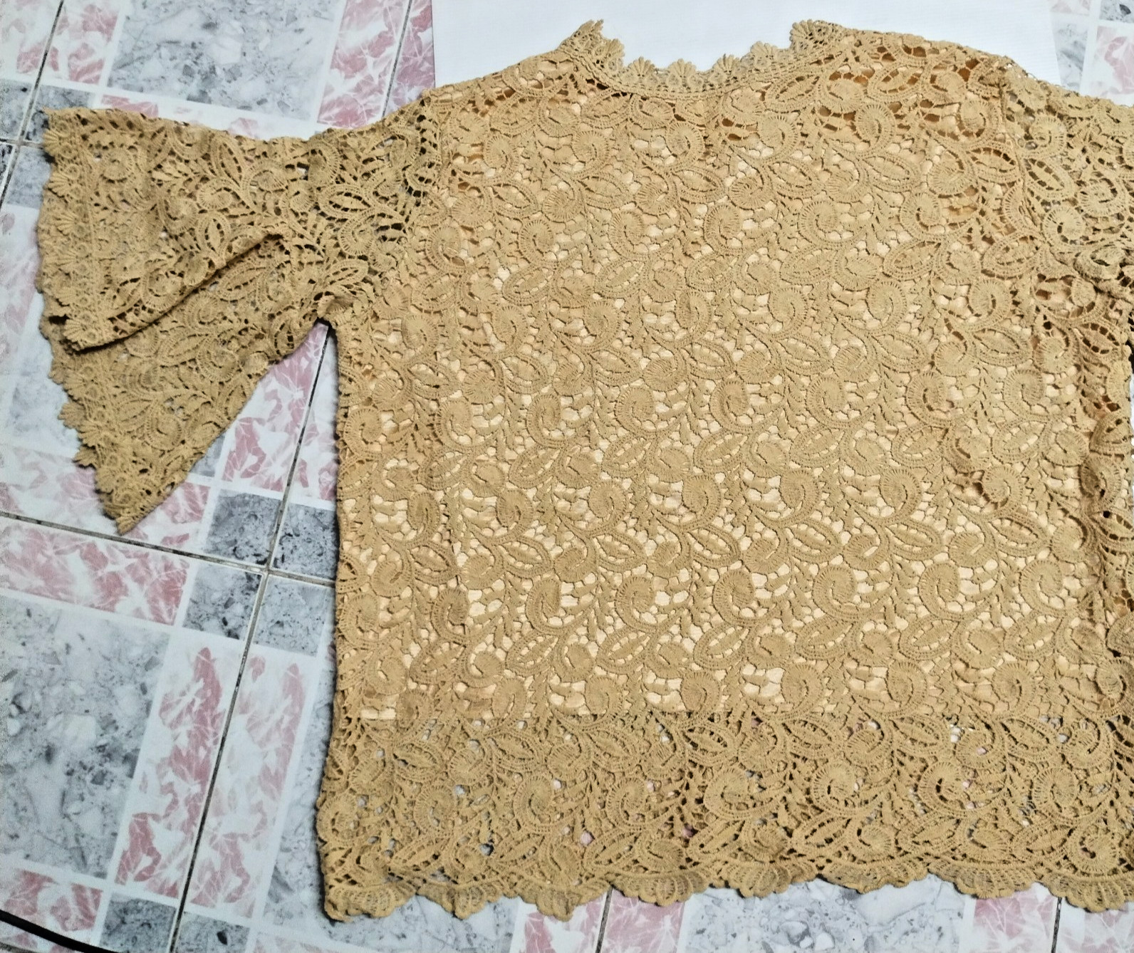 Fine Beige Lace Blouse/ Plus Size/ for All Occasions: Formal & Informal Events
