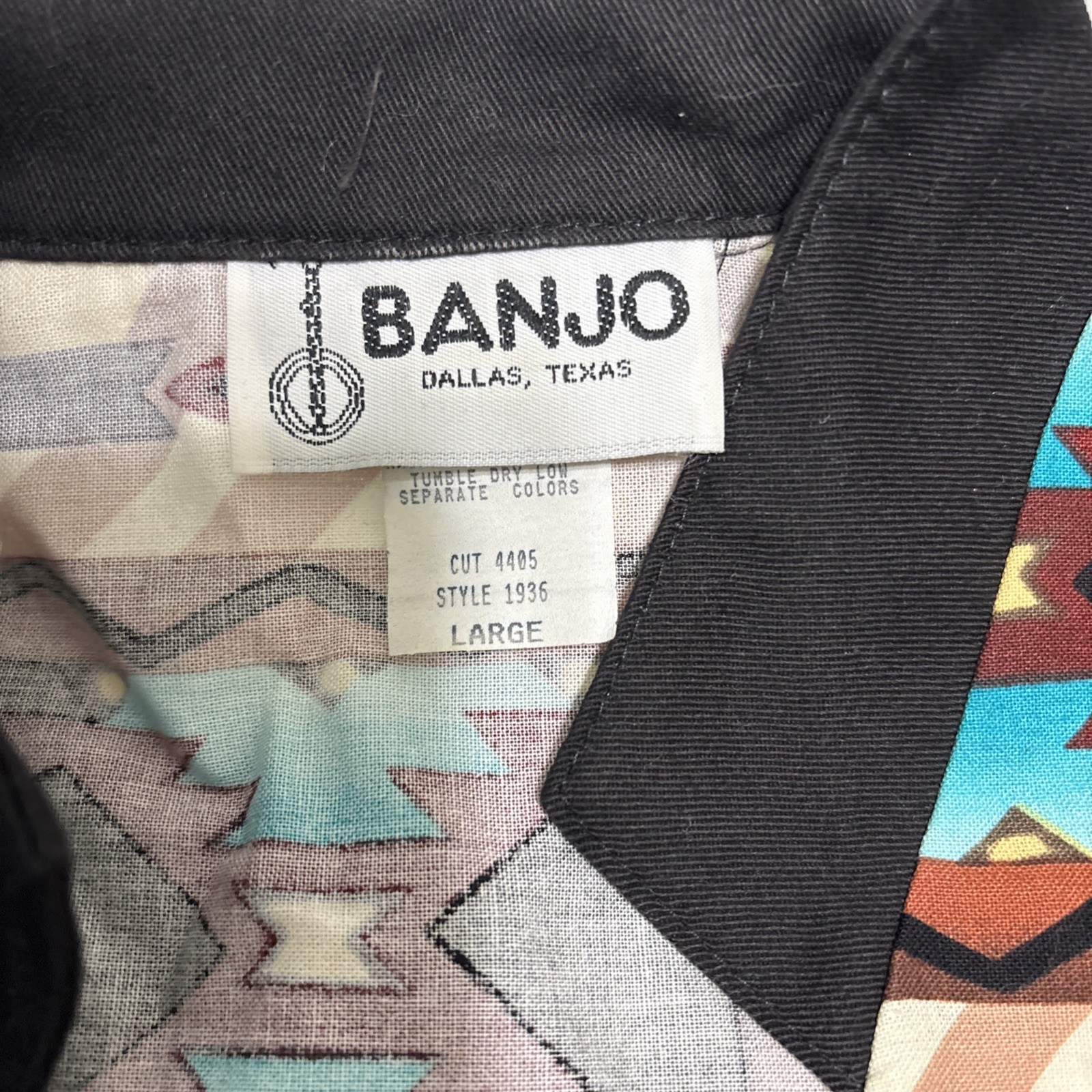 Vintage Banjo Dallas Texas Women’s Cropped Western Aztec Shirt Jacket Size Large