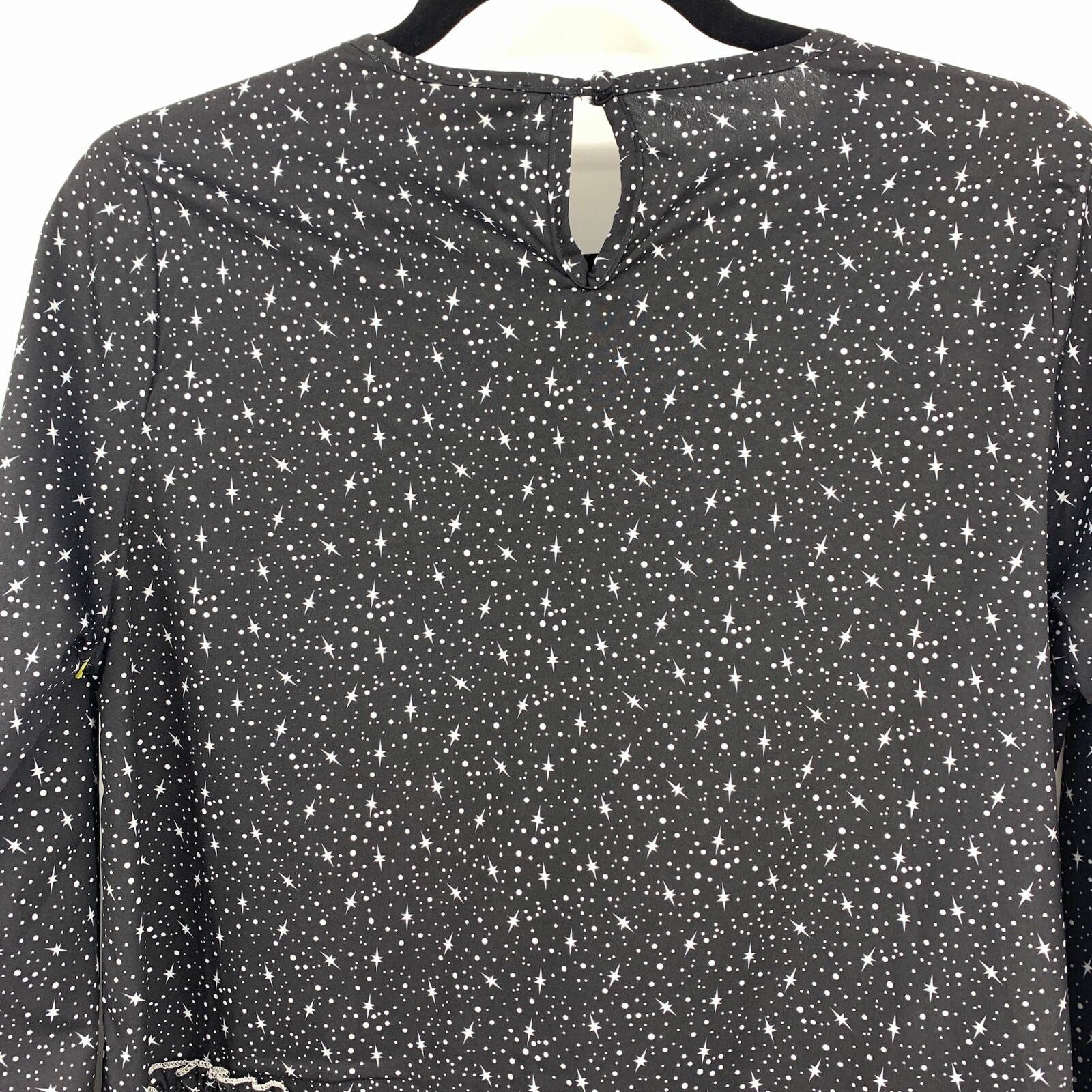 Summer of Love women small blouse peplum stars flared sleeve ruffles cottage NEW