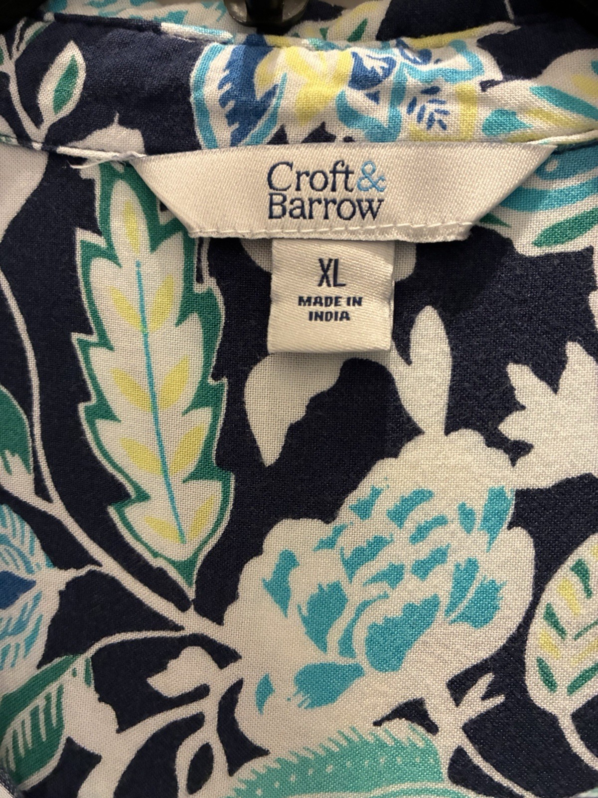 Croft & Barrow Women’s Navy Floral Collared Button Front Blouse Top Size XL