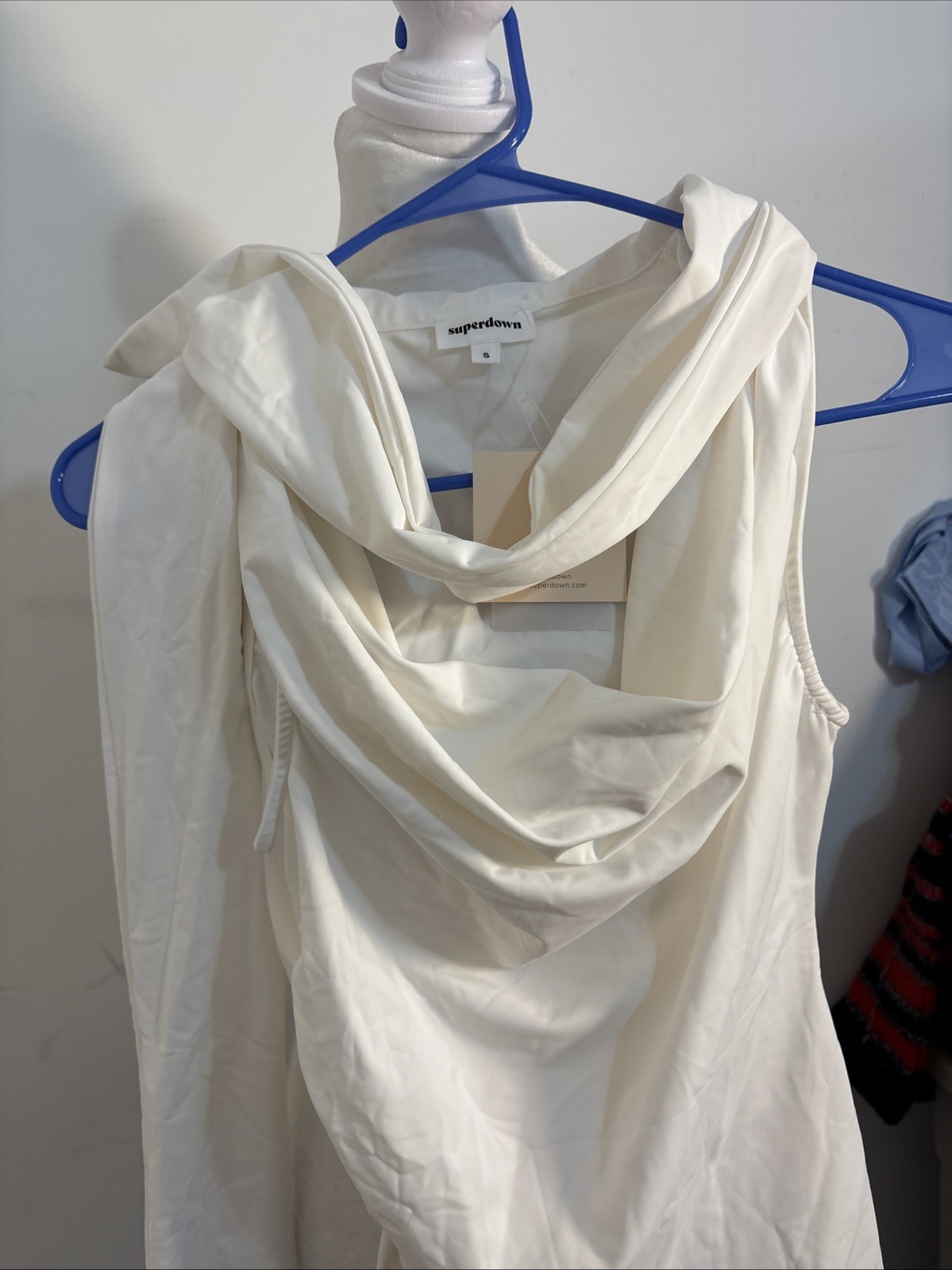 Superdown Small White Amaly Drape Top Side Rouch New With Tags From Revolve