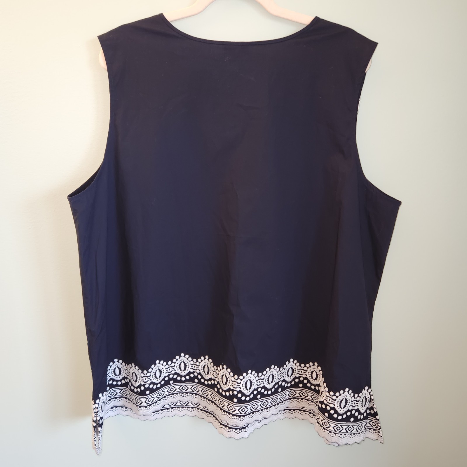 Talbots Shirt Blue Navy 3XP 3XL Petites Women’s Sleeveless V Neck Blouse Top NEW