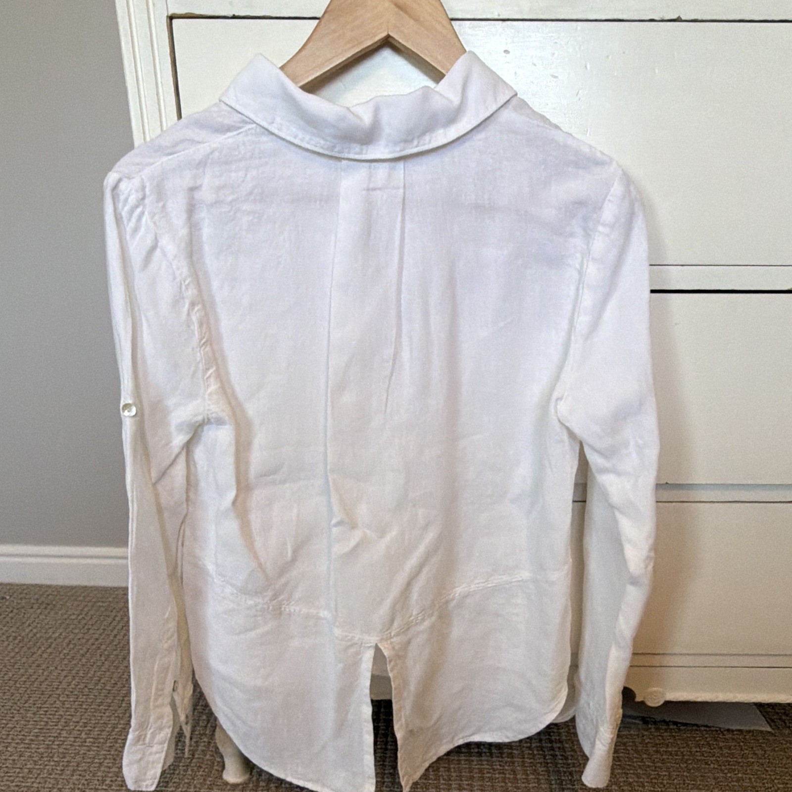 Anthropologie Cloth & Stone White Split-Back Button-Down Linen Shirt size XS