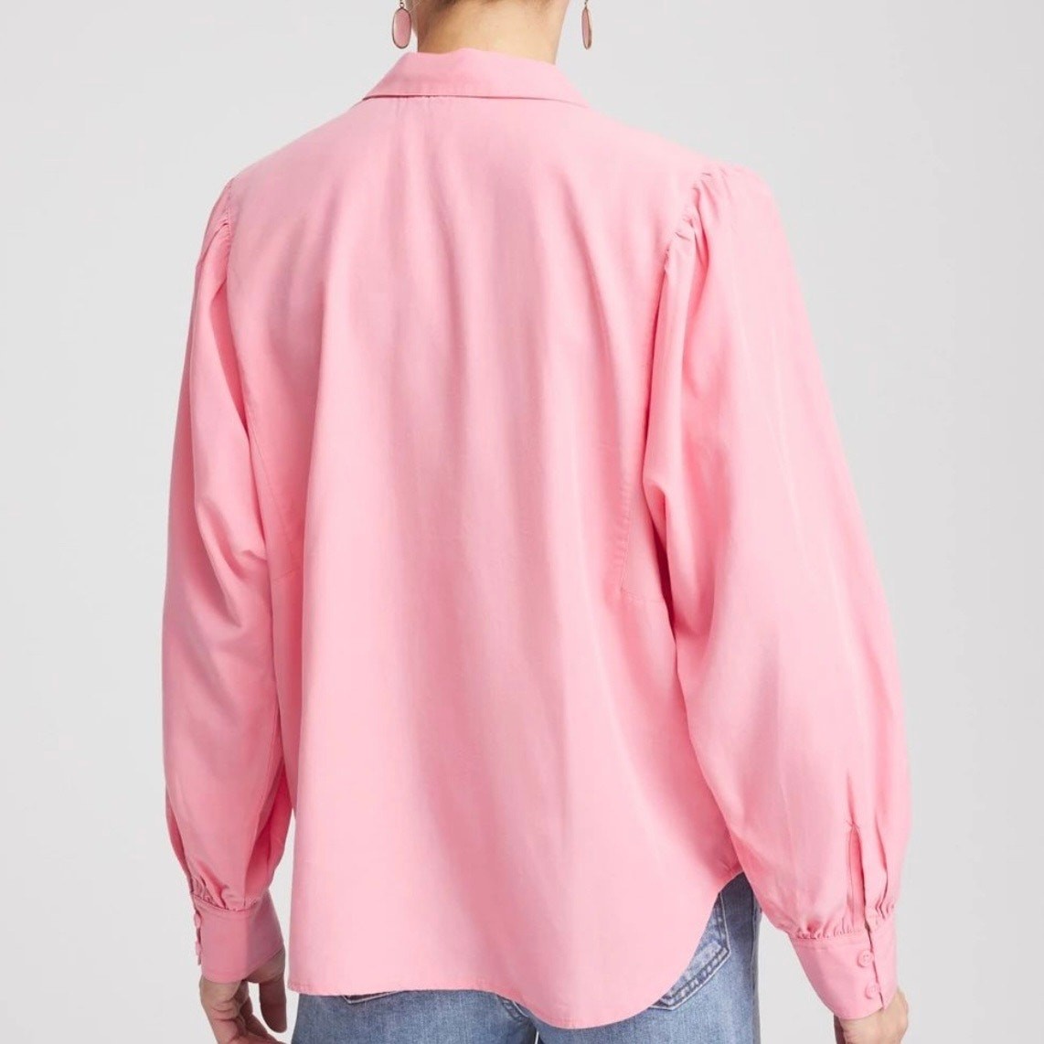 Chico’s Tencel Blend Dolman Sleeve Button Up Blouse Shirt Sunset Dunes 2 L