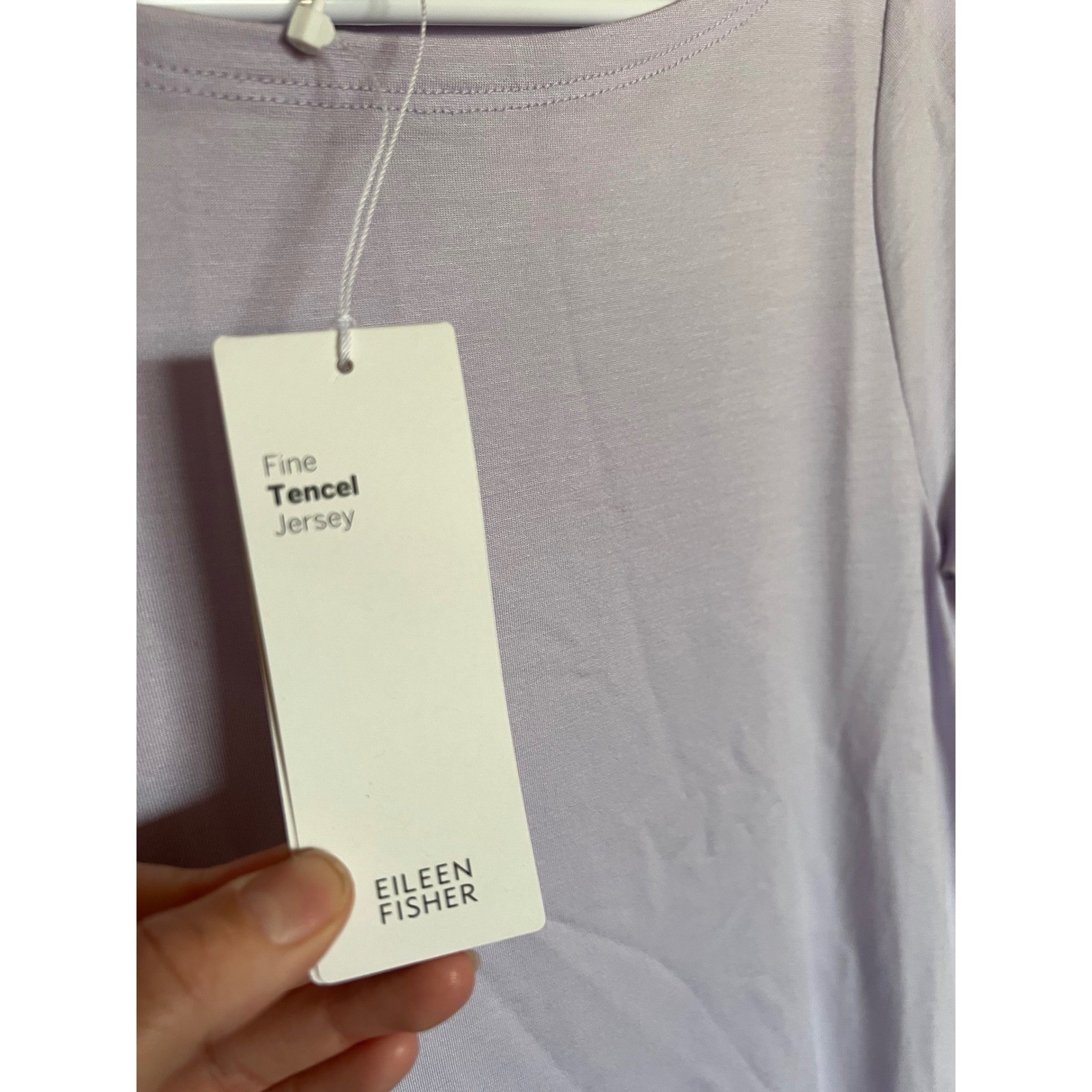 Eileen Fisher Petite Lavender Fine Tencel Jersey Bateau Neck Tunic Top PP