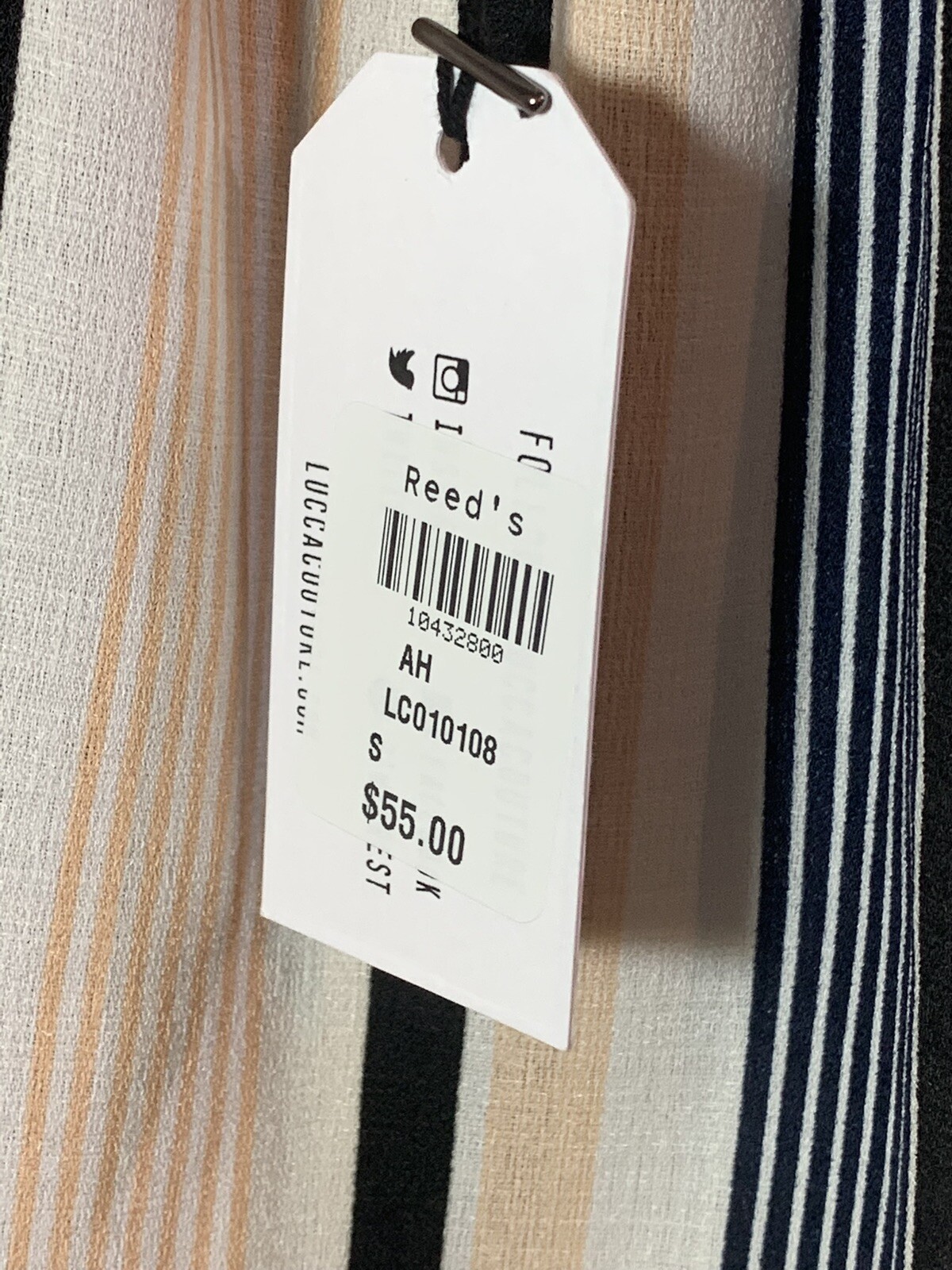 Lucca Womens Off the Shoulder Shirt Size Small Ivory Striped Long Sleeve NEW
