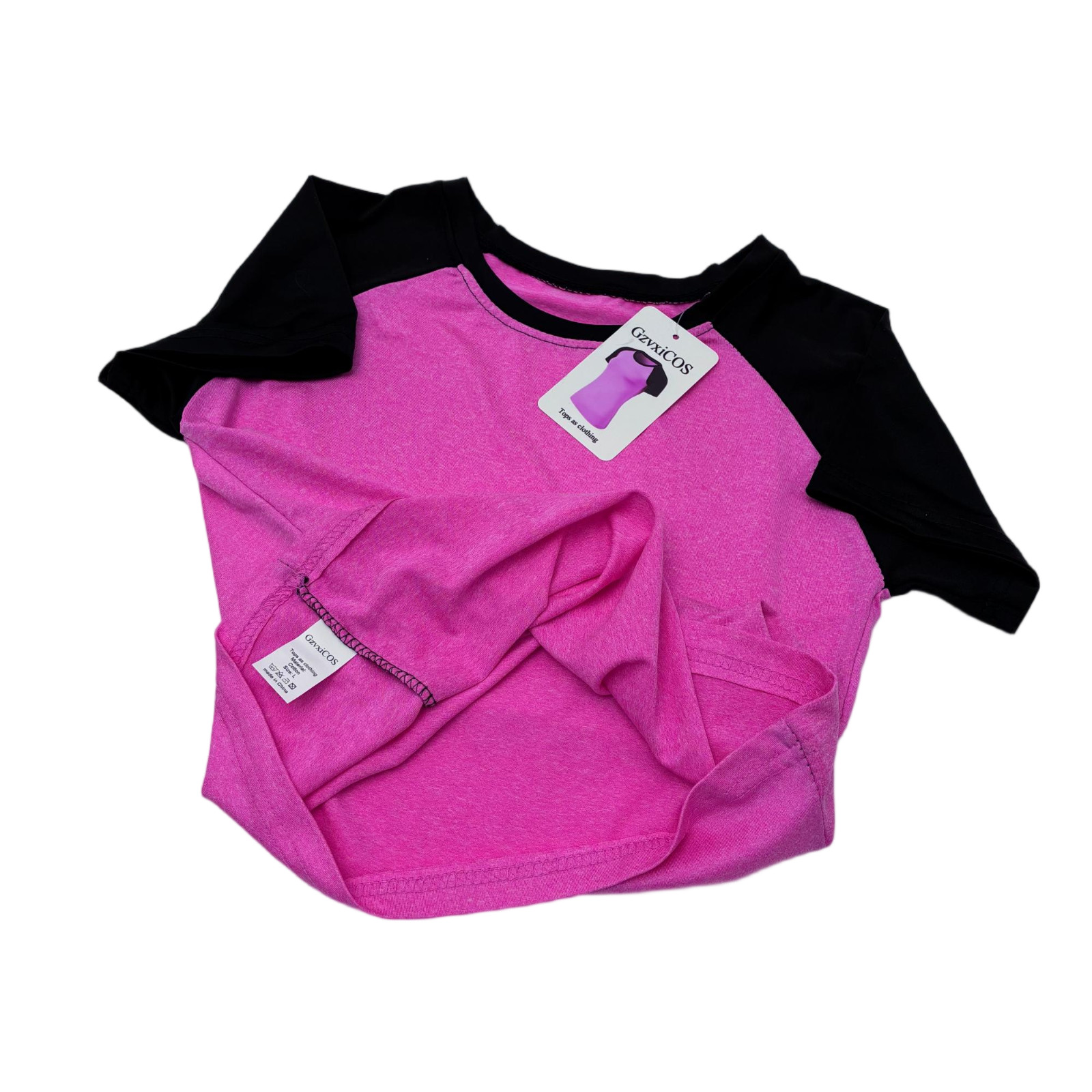 GzvxiCOS Tops as clothing Raglan Short Sleeve Athletic Top in Pink Color