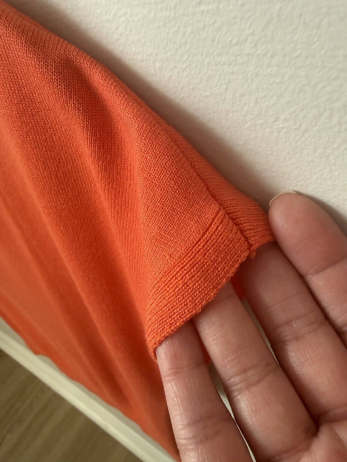 H&M Ribbed High Neck Cap Sleeve Top Orange Stretch Slim Fit Chic Sz M