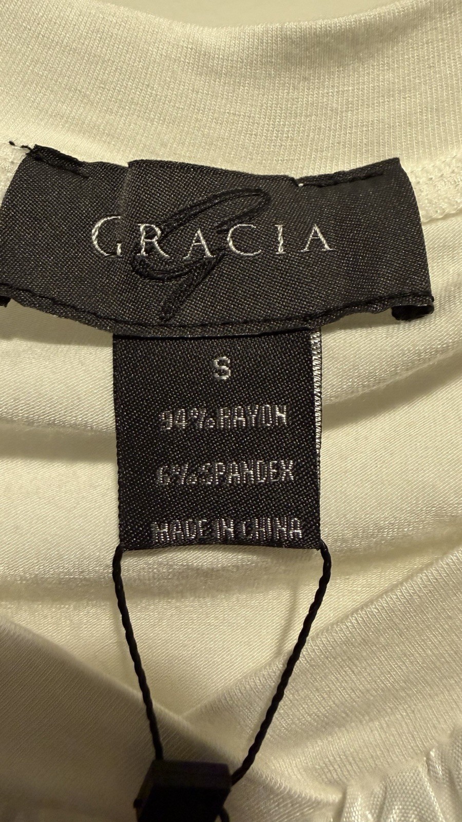 NWT Gracia Women’s White Ruffled Satin Trim Top Size S Elegant Statement Blouse